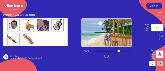 ఈ సాధనం అనుకూలీకరించిన కార్టూన్ అవతార్లను కలిగి ఉన్న యానిమేటెడ్ మ్యూజిక్ వీడియోలను సృష్టించడానికి మిమ్మల్ని అనుమతిస్తుంది!